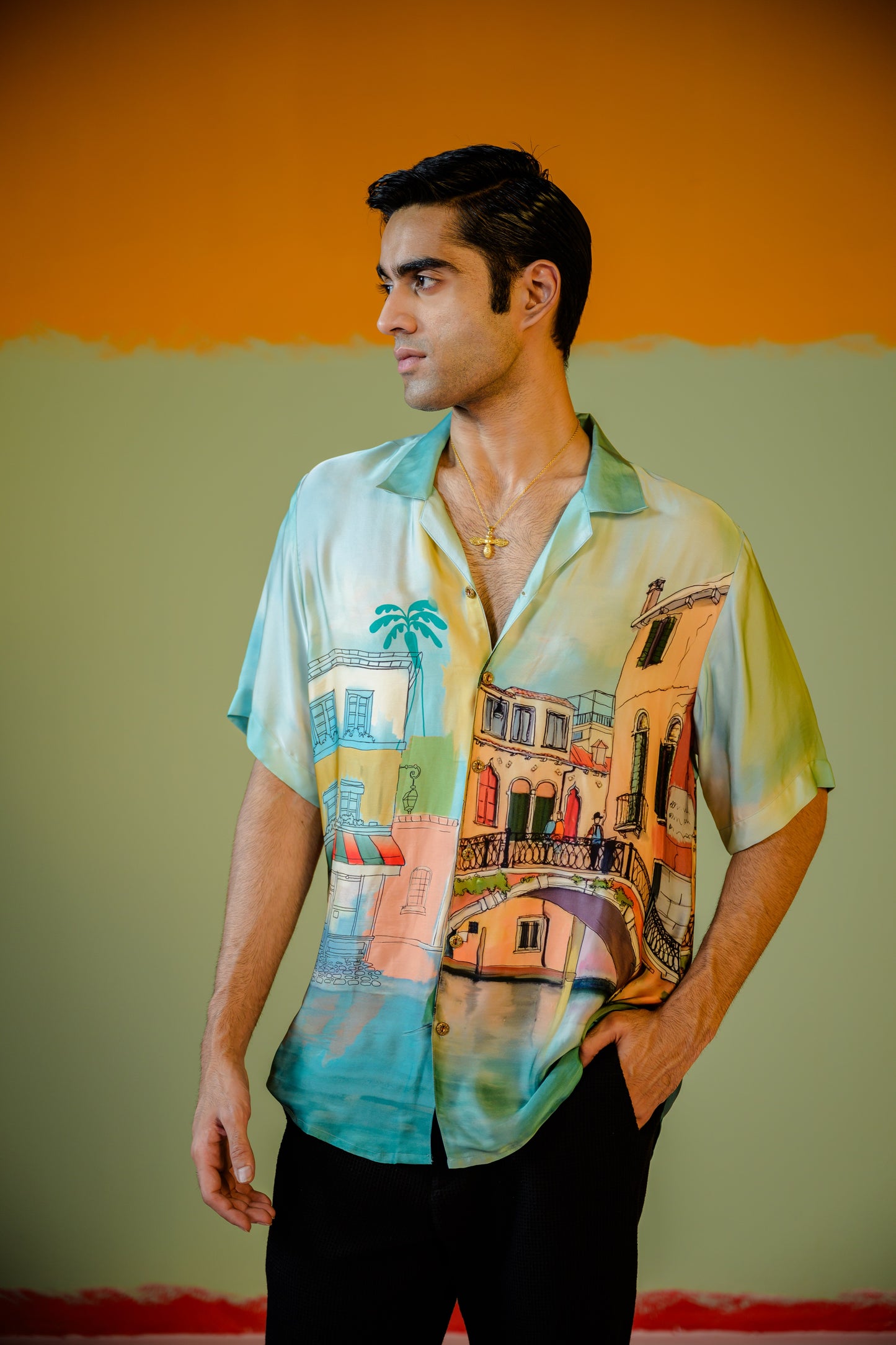 Venice Half Sleeve Shirt Paired With Pants Set