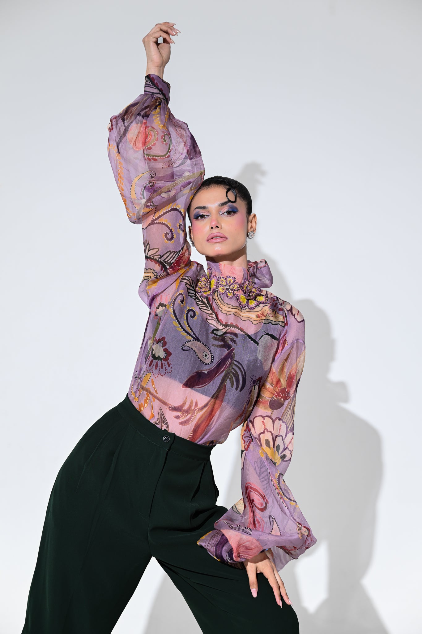 VIOLET BLOOM SHIRT PANT SET