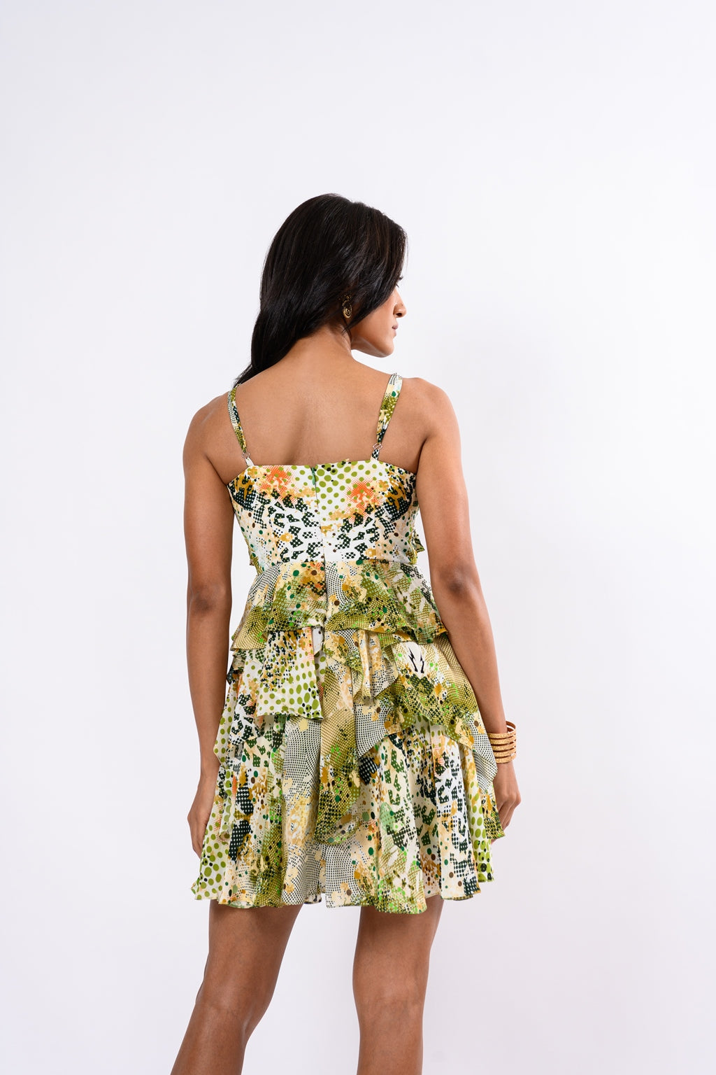 GREEN RUFFLE DRESS