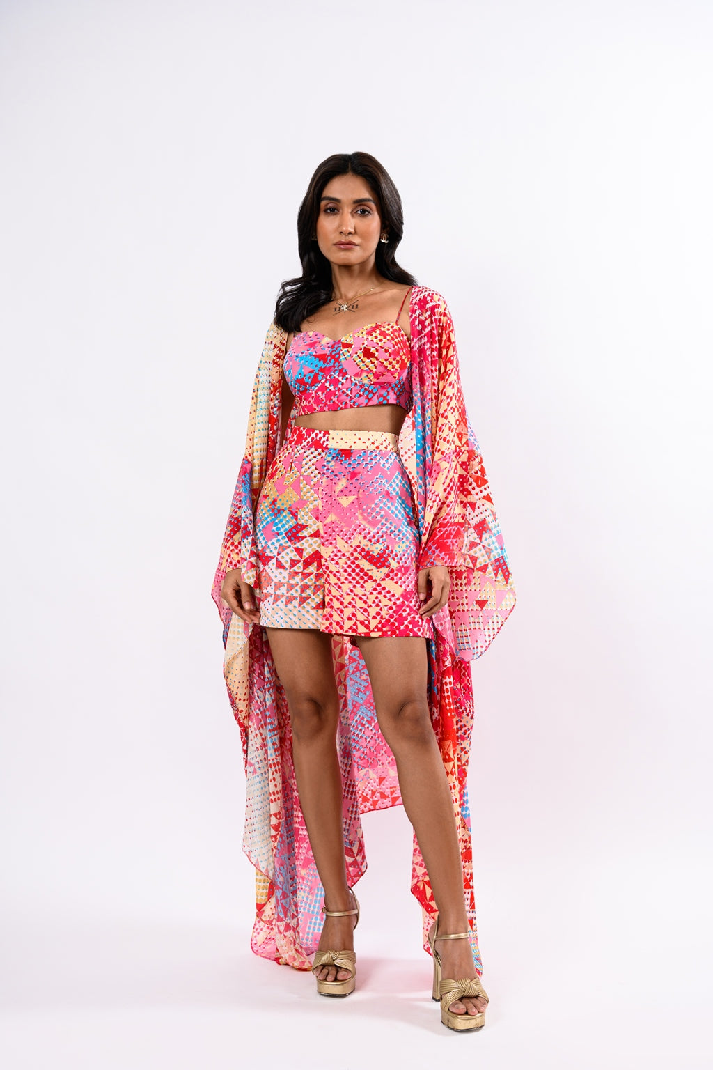 RED COORD KAFTAN SET