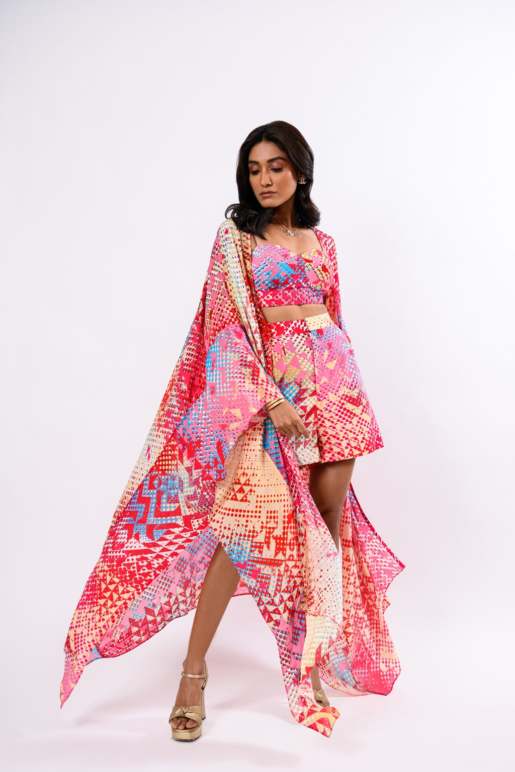 RED COORD KAFTAN SET