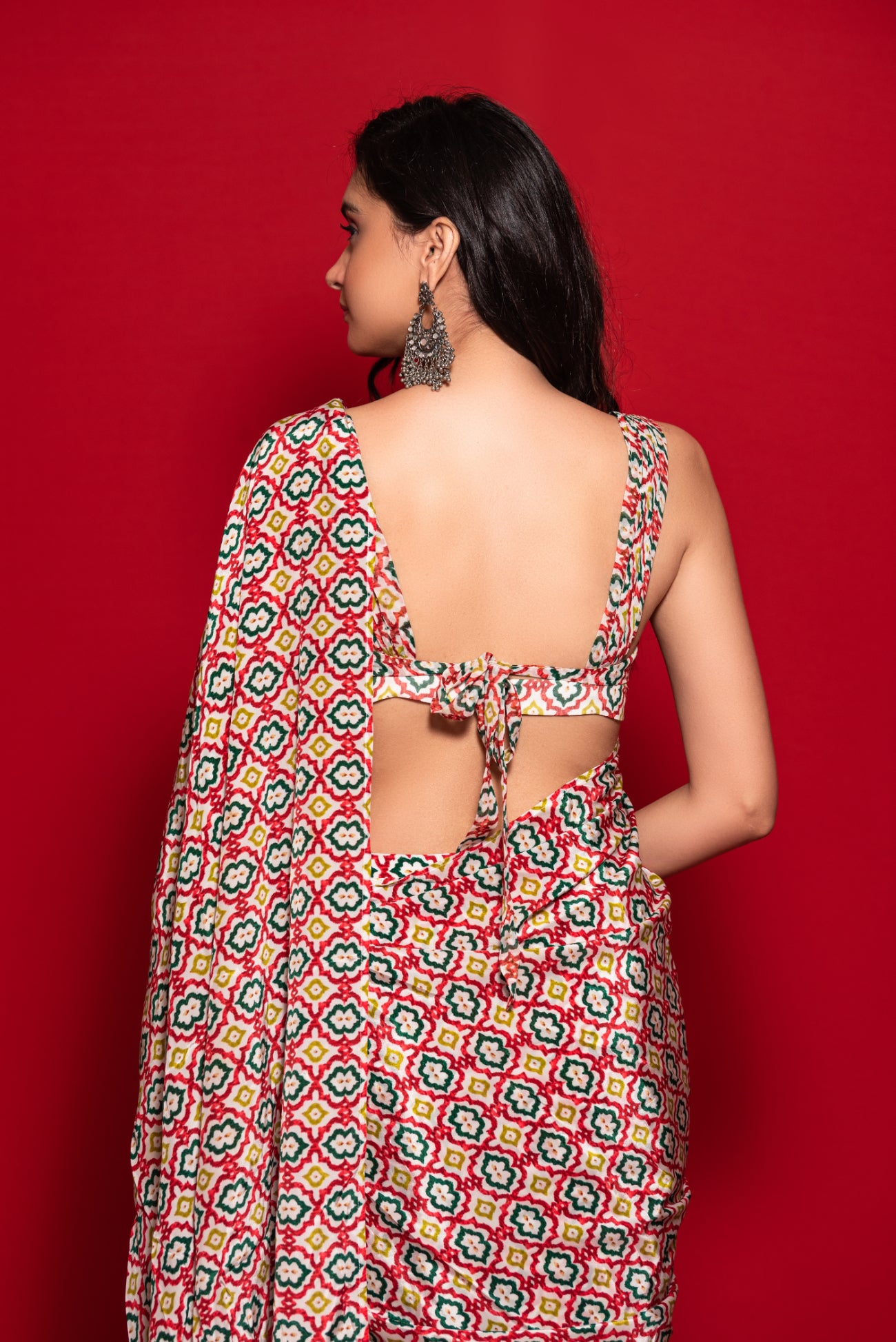 Overall Print Pre-Stitched Saree