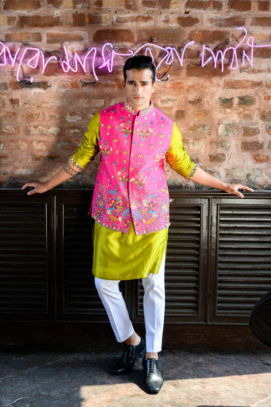 Pink Bundi Kurta