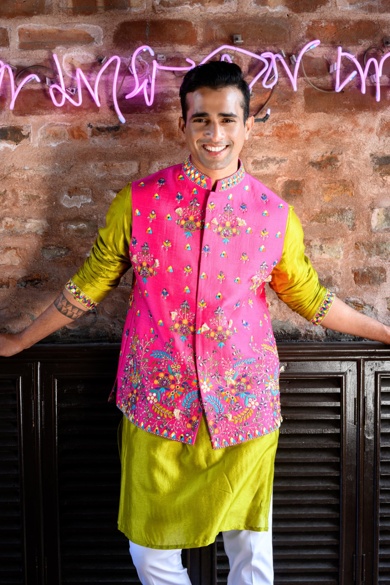 Pink Bundi Kurta