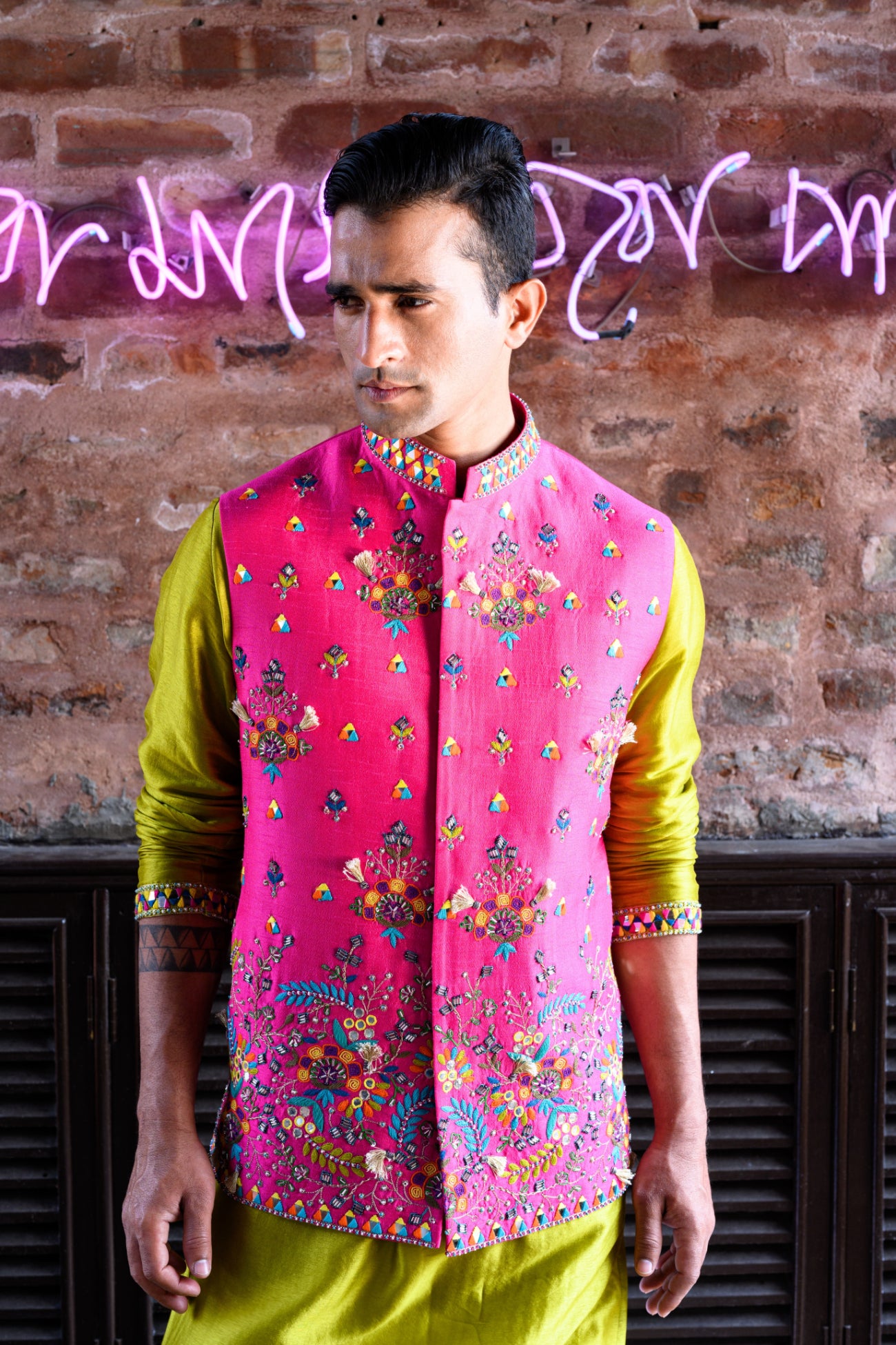 Pink Bundi Kurta