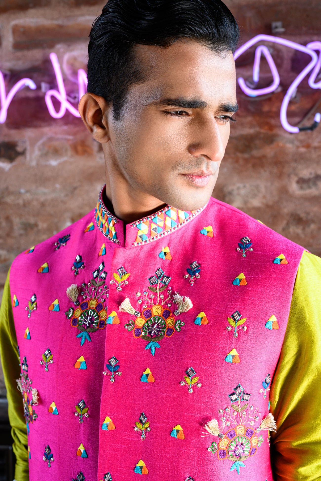Pink Bundi Kurta