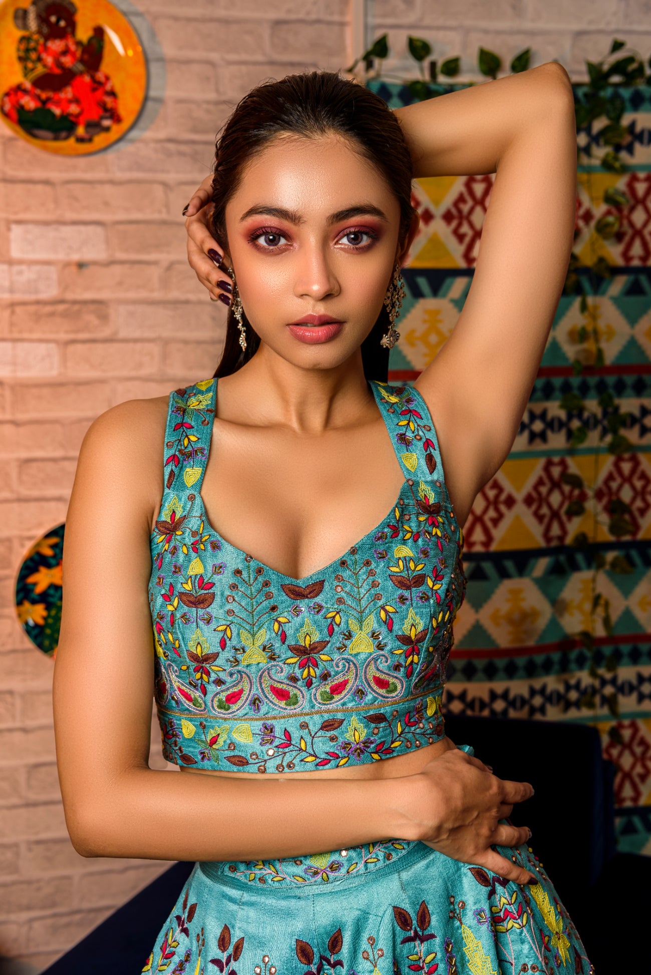 Blue Bird Lehenga With Crop Top
