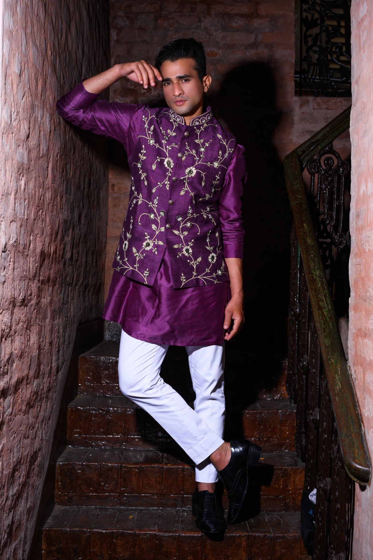 Purple Bundi Kurta