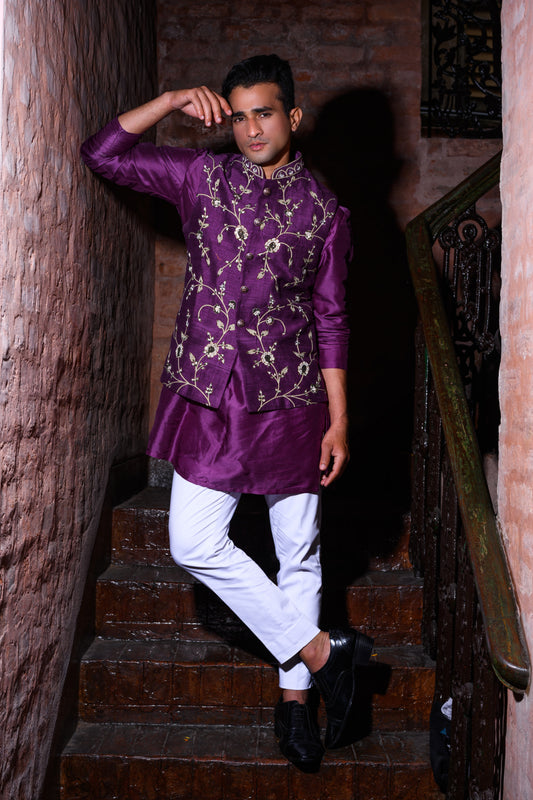 Purple Bundi Kurta