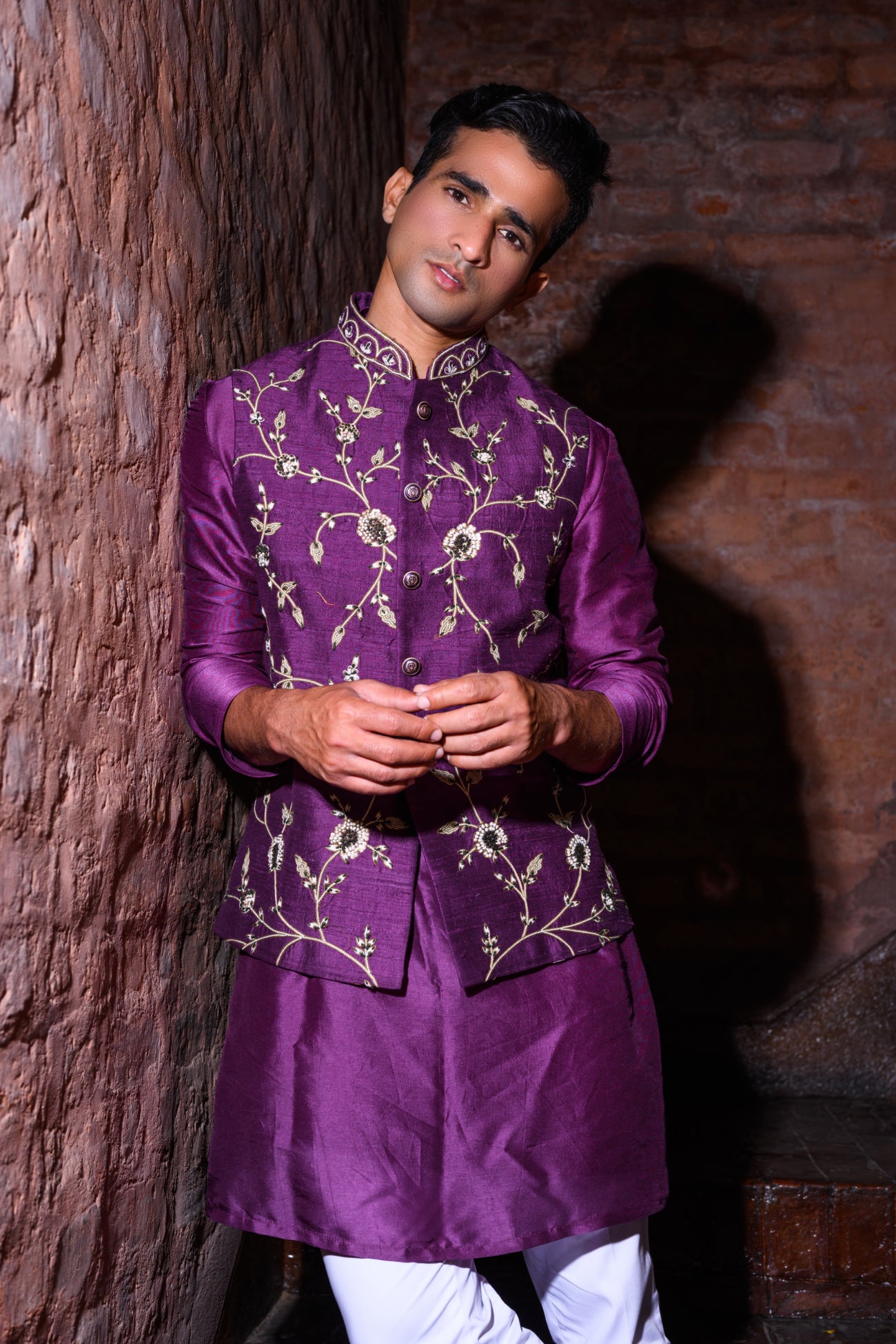 Purple Bundi Kurta