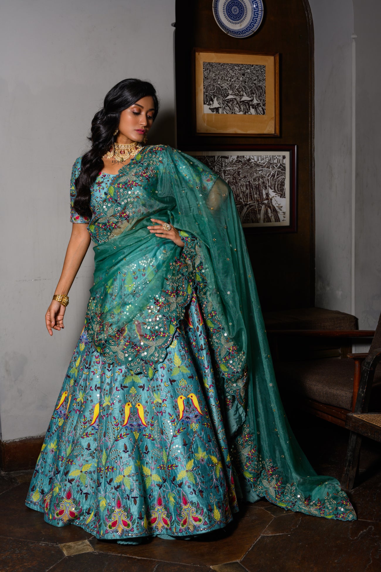 Blur Bird Lehenga