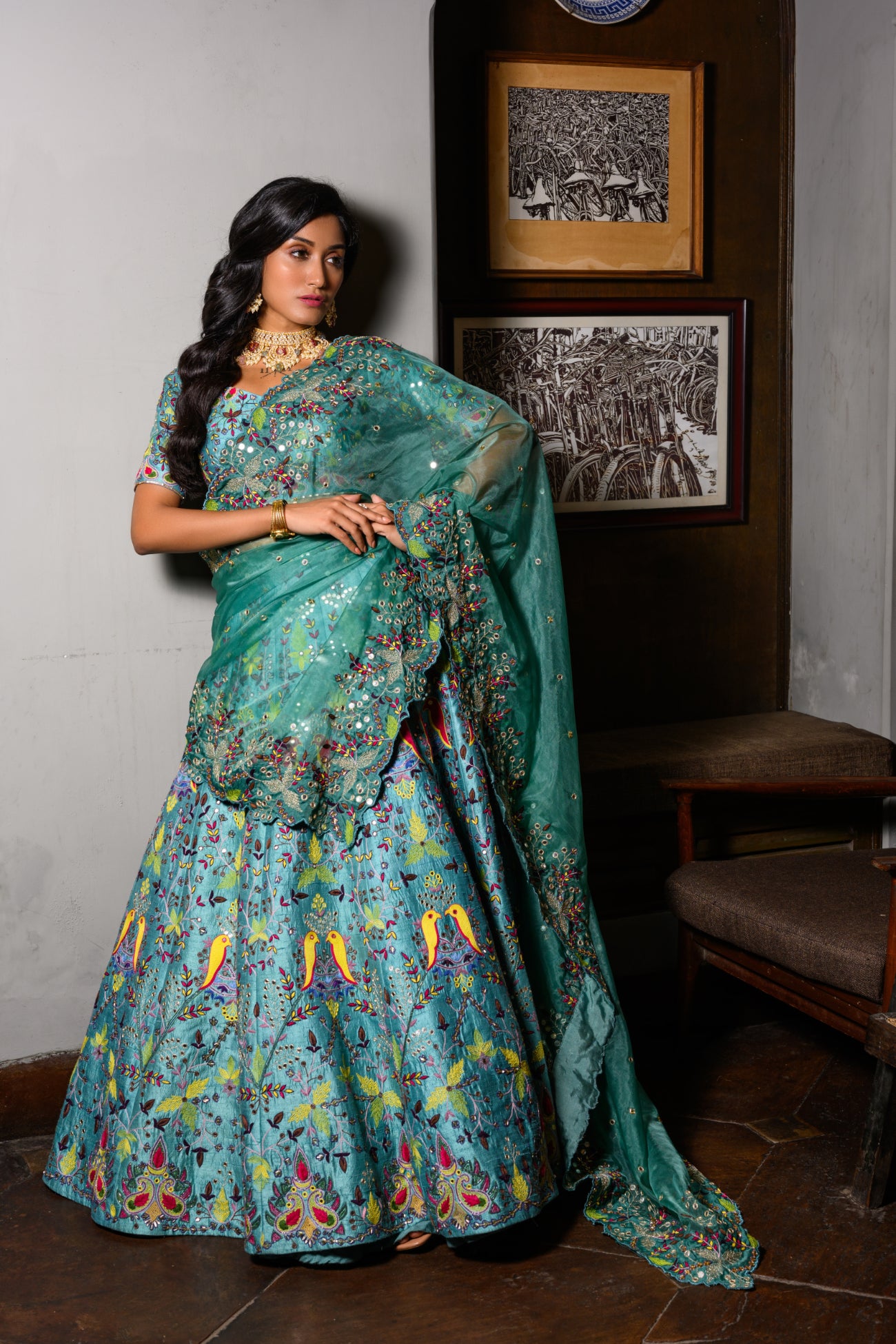 Blur Bird Lehenga