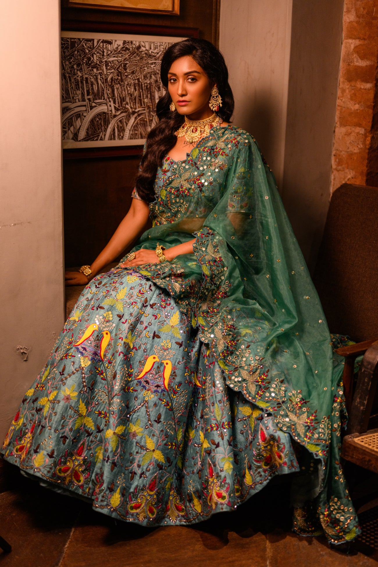 Blur Bird Lehenga