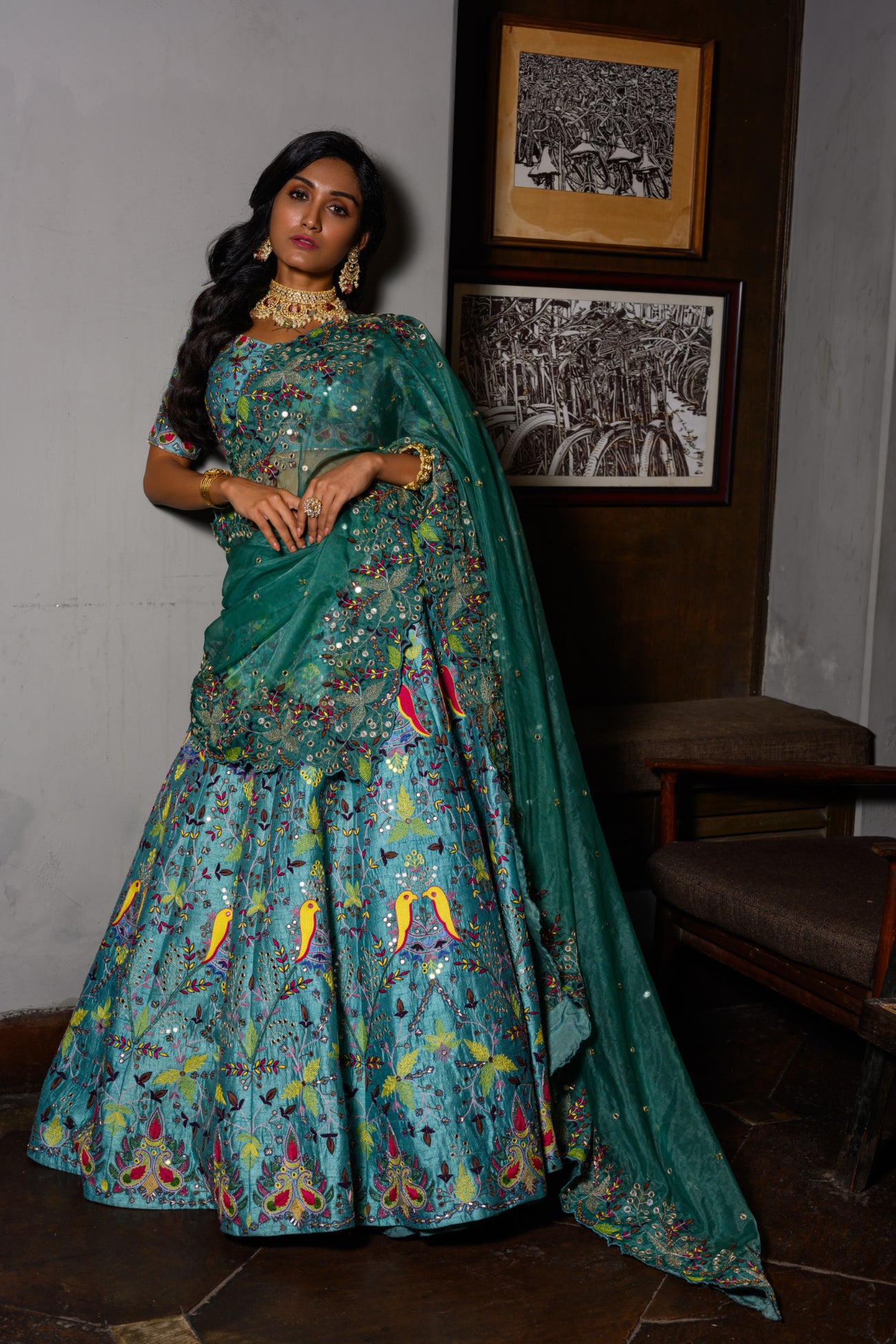 Blur Bird Lehenga