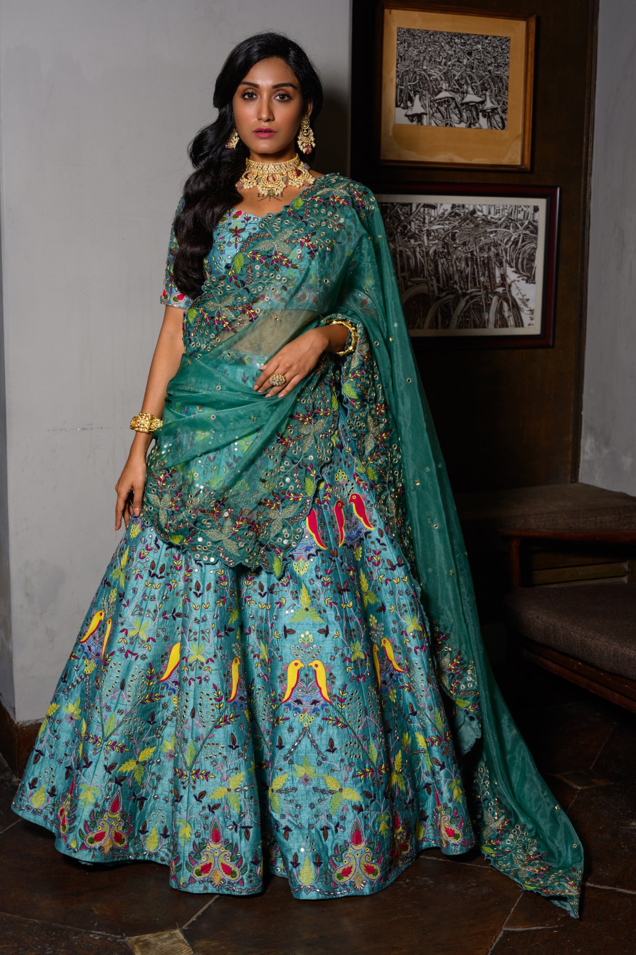Blur Bird Lehenga