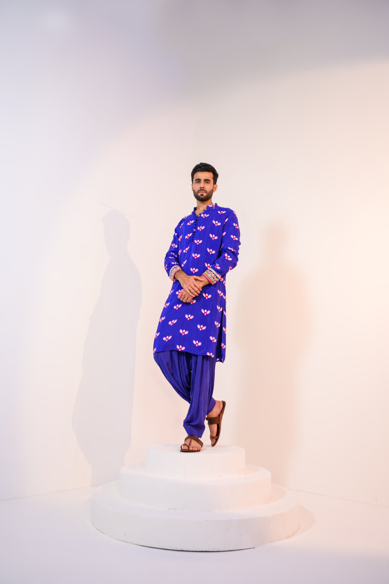 Our indica kurta with embelished cuff and cowl pants