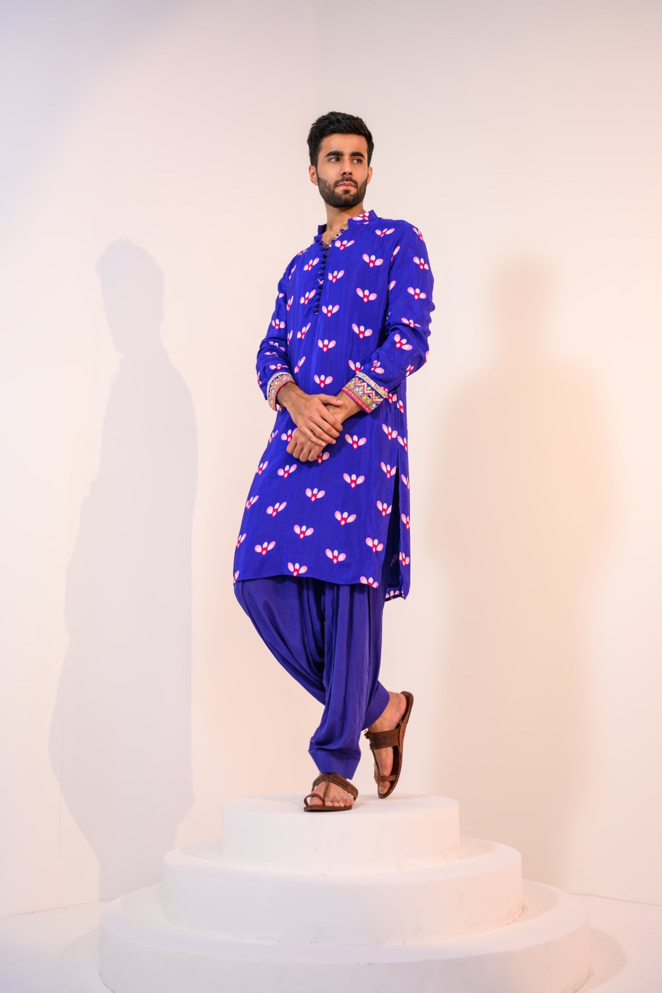 Our indica kurta with embelished cuff and cowl pants