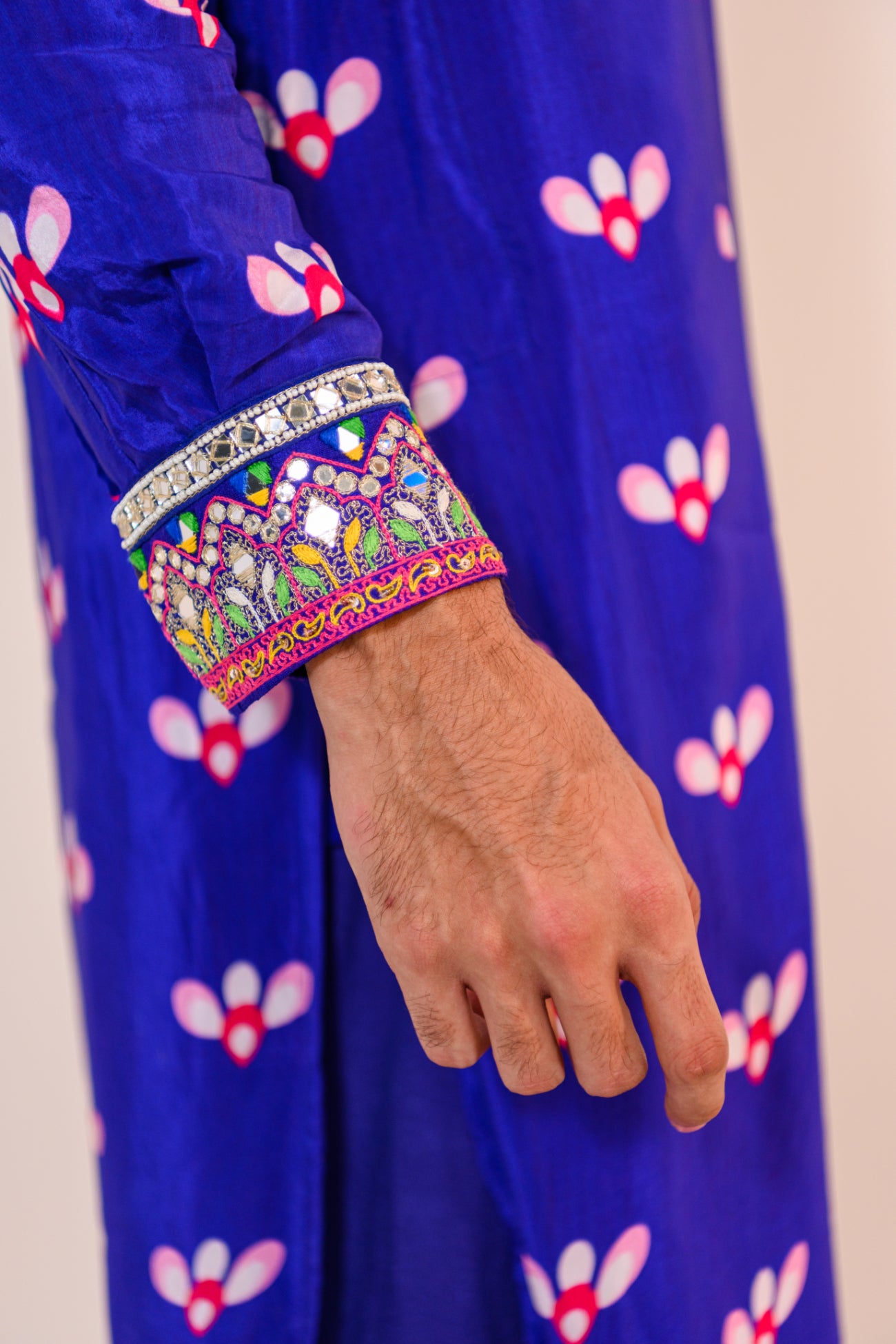 Our indica kurta with embelished cuff and cowl pants