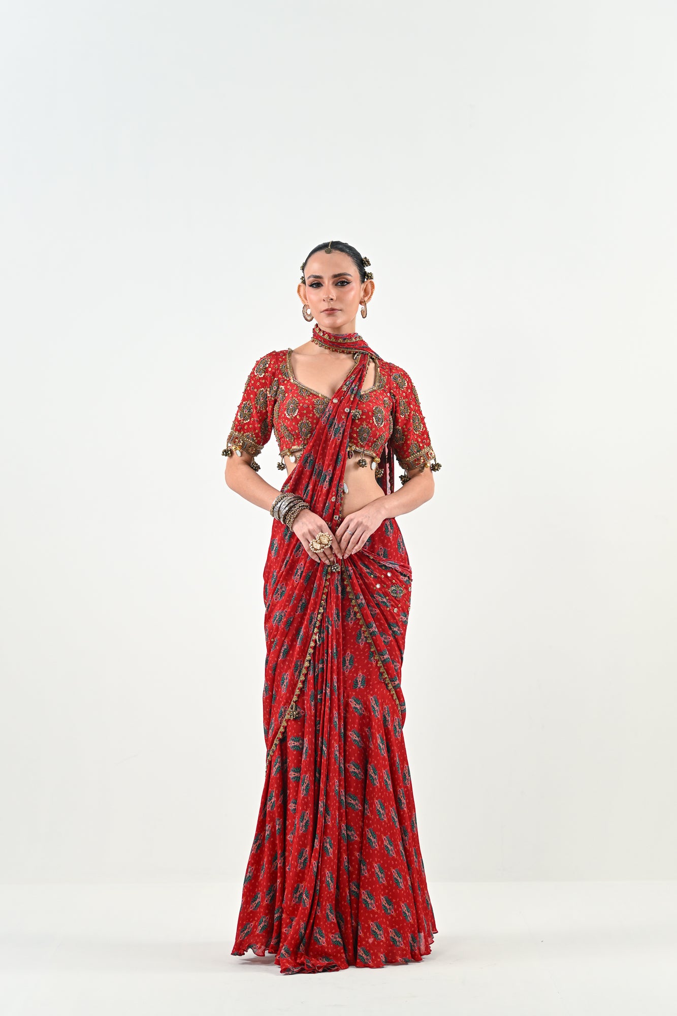 S SAREE SET WITH PRINTED BLOUSE