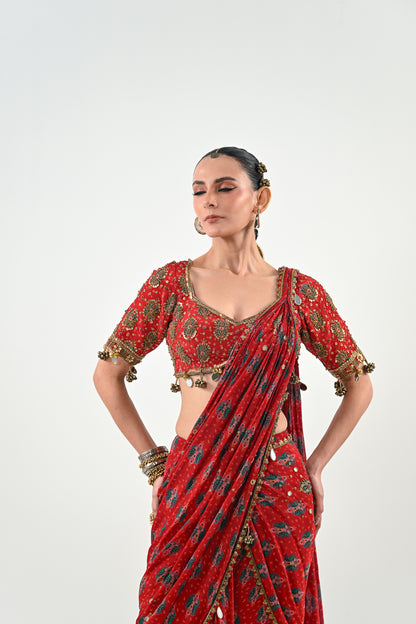 S SAREE SET WITH PRINTED BLOUSE