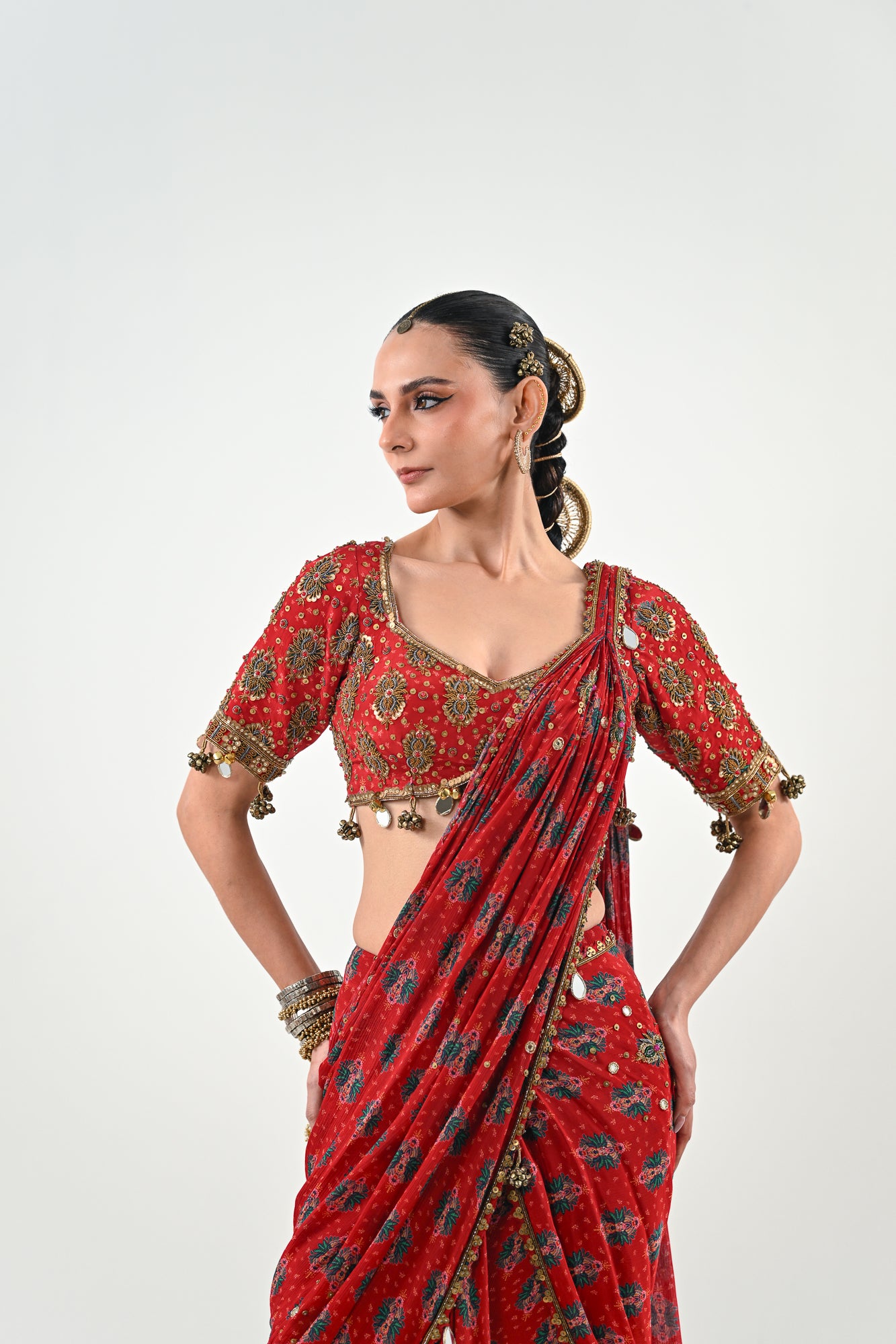 S SAREE SET WITH PRINTED BLOUSE