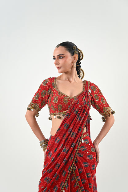 S SAREE SET WITH PRINTED BLOUSE