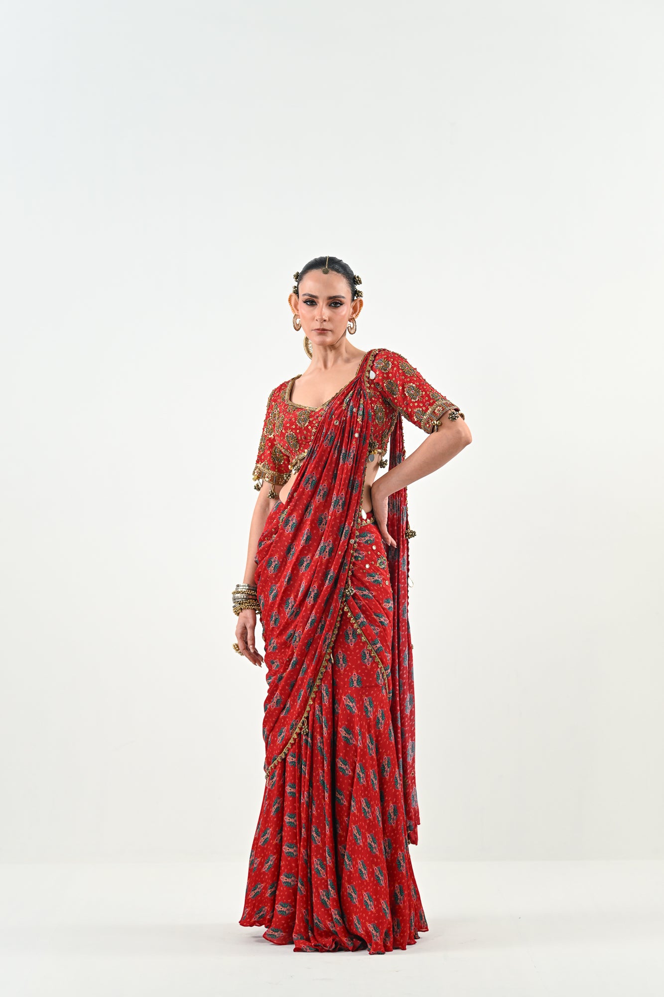 S SAREE SET WITH PRINTED BLOUSE