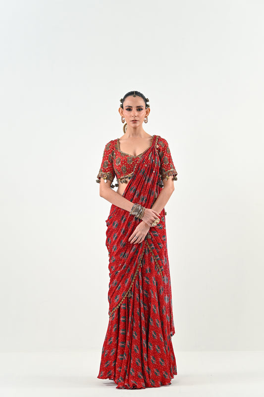 S SAREE SET WITH PRINTED BLOUSE
