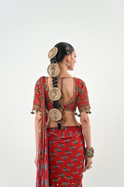 S SAREE SET WITH PRINTED BLOUSE