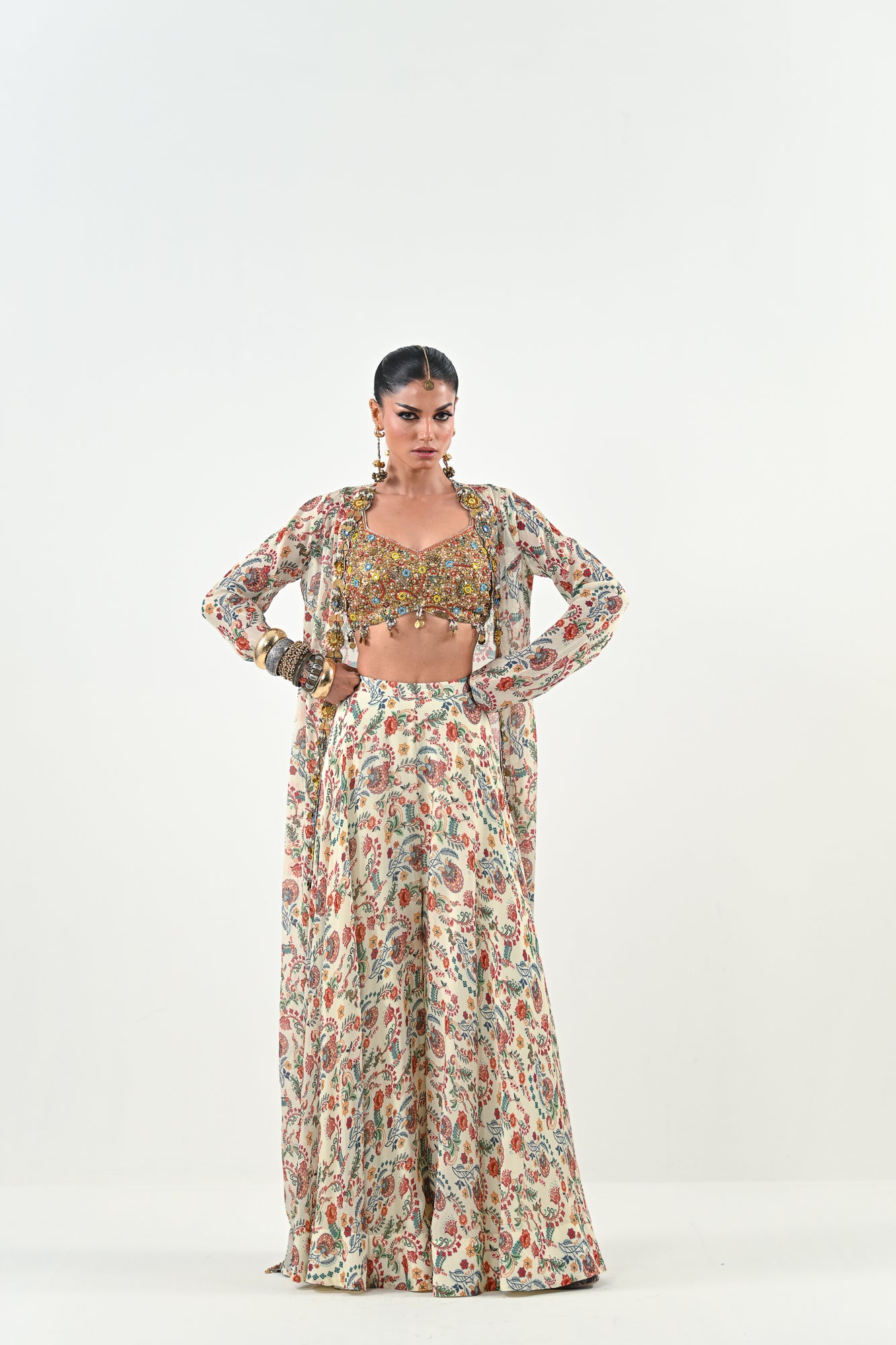 IB FLARED PANT EMBROIDERED JACKET SET