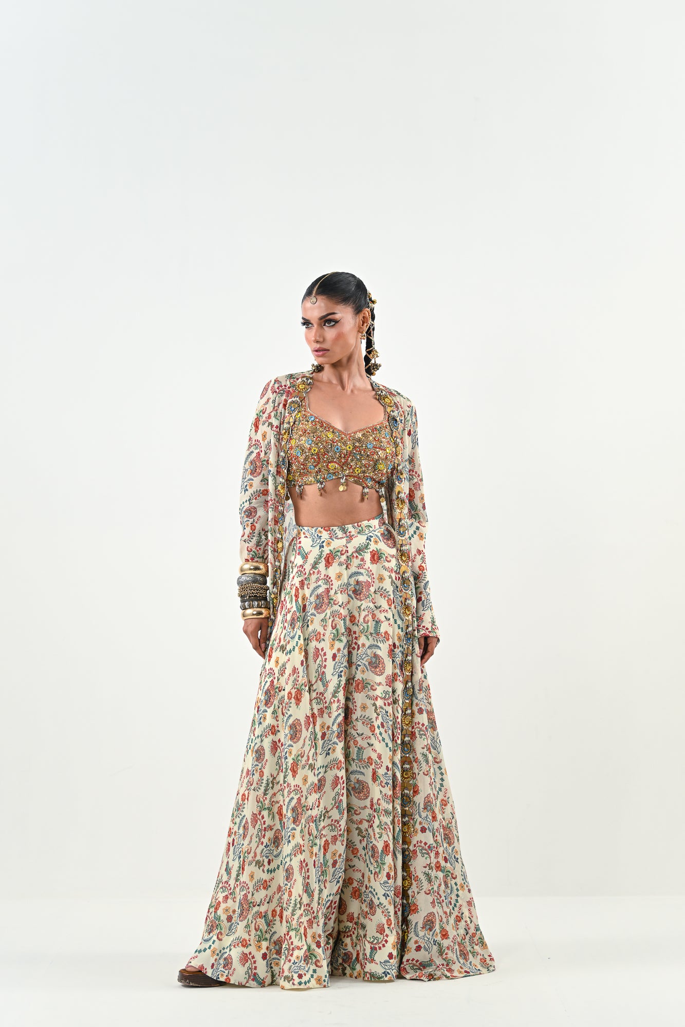 IB FLARED PANT EMBROIDERED JACKET SET