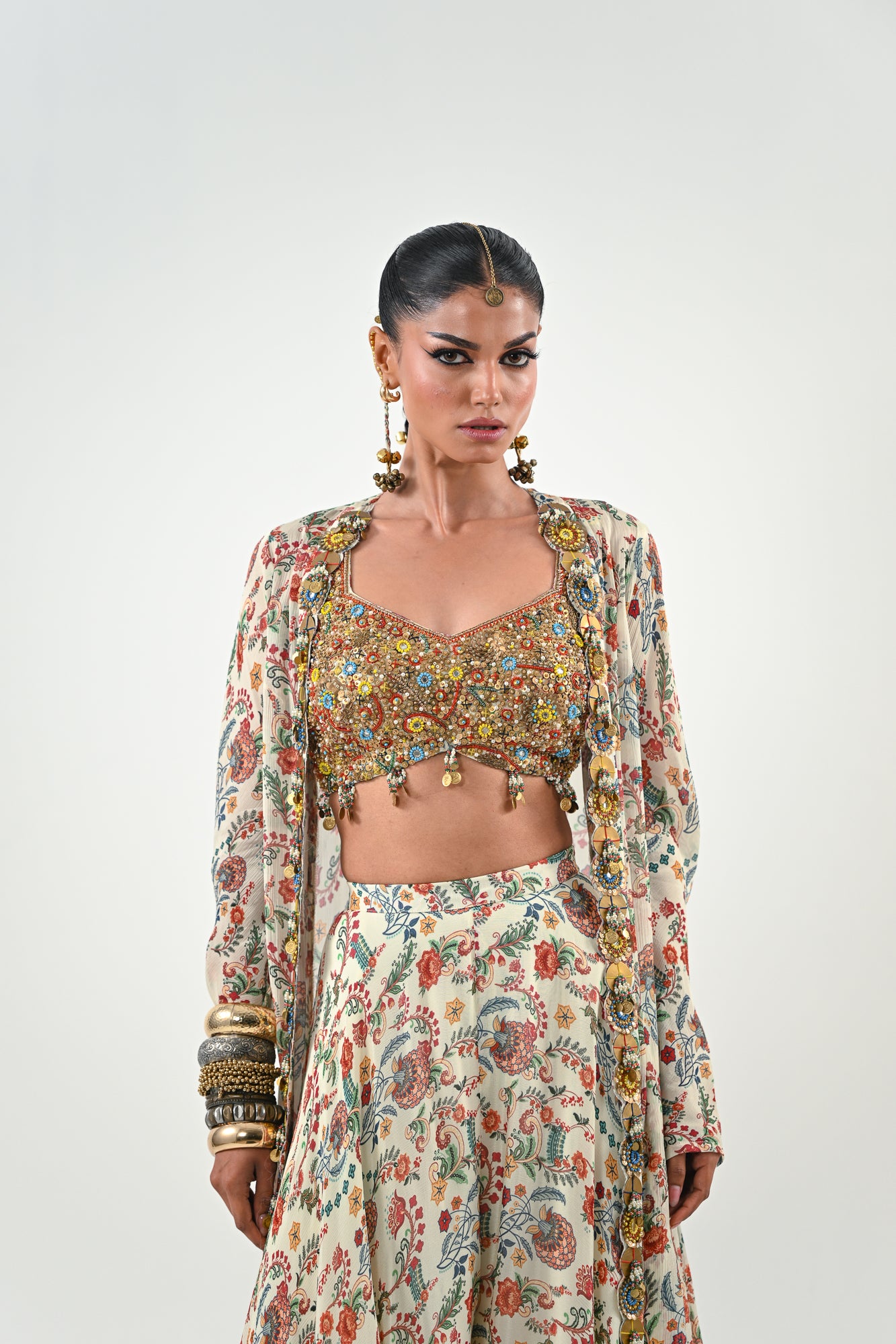 IB FLARED PANT EMBROIDERED JACKET SET