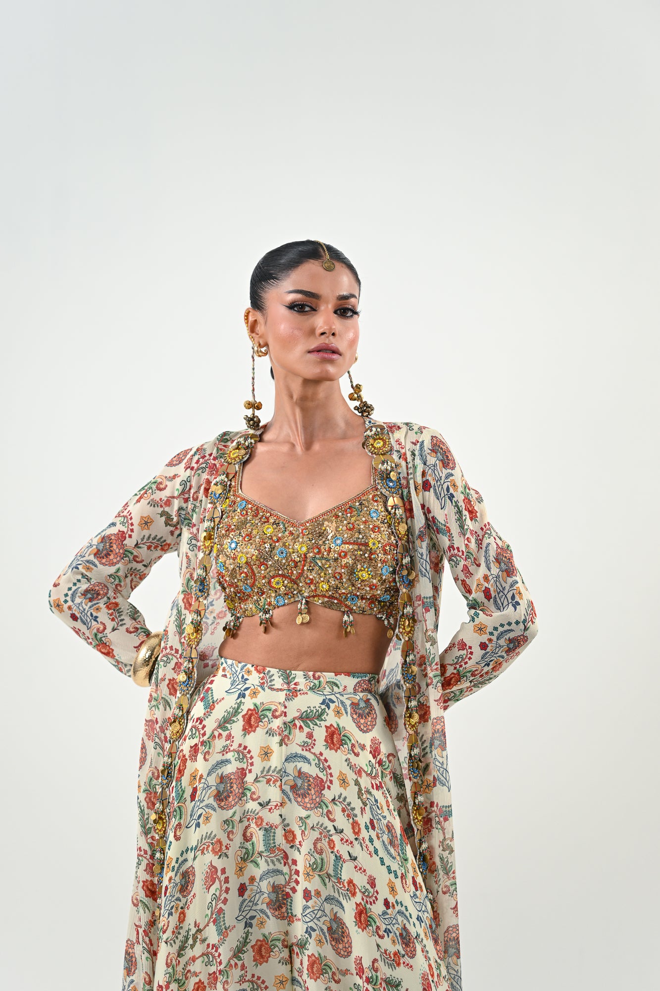 IB FLARED PANT EMBROIDERED JACKET SET