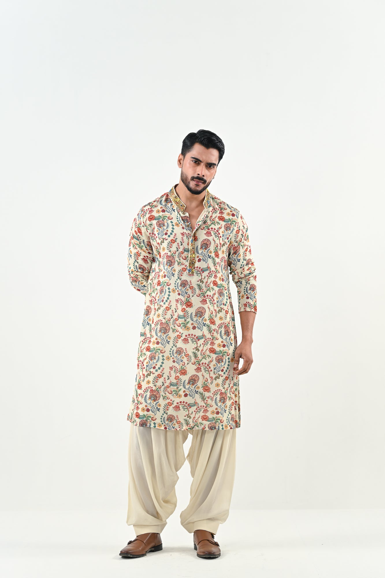 IB HIGHLIGHTED KURTA WITH COWL PANTS