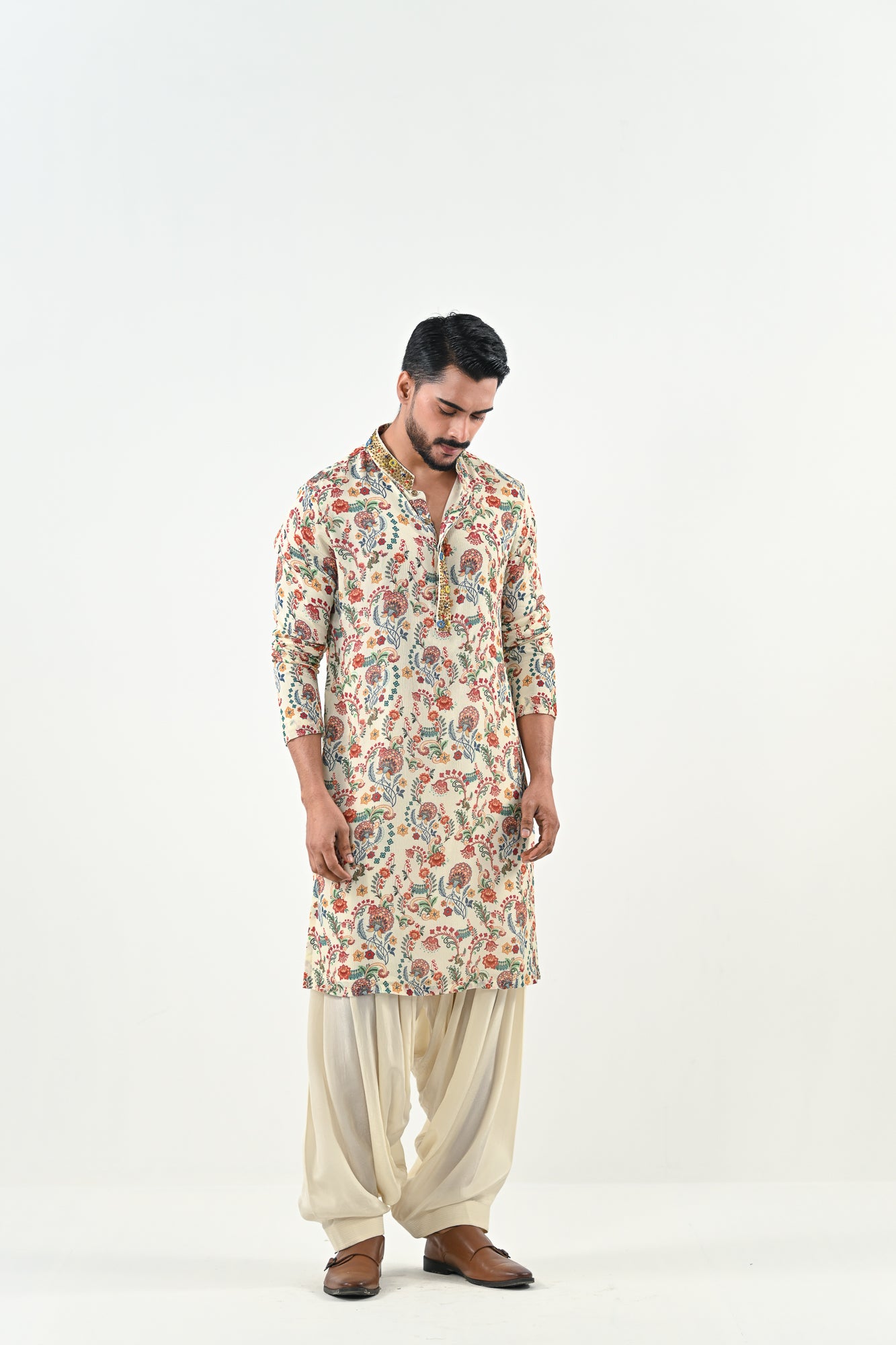 IB HIGHLIGHTED KURTA WITH COWL PANTS