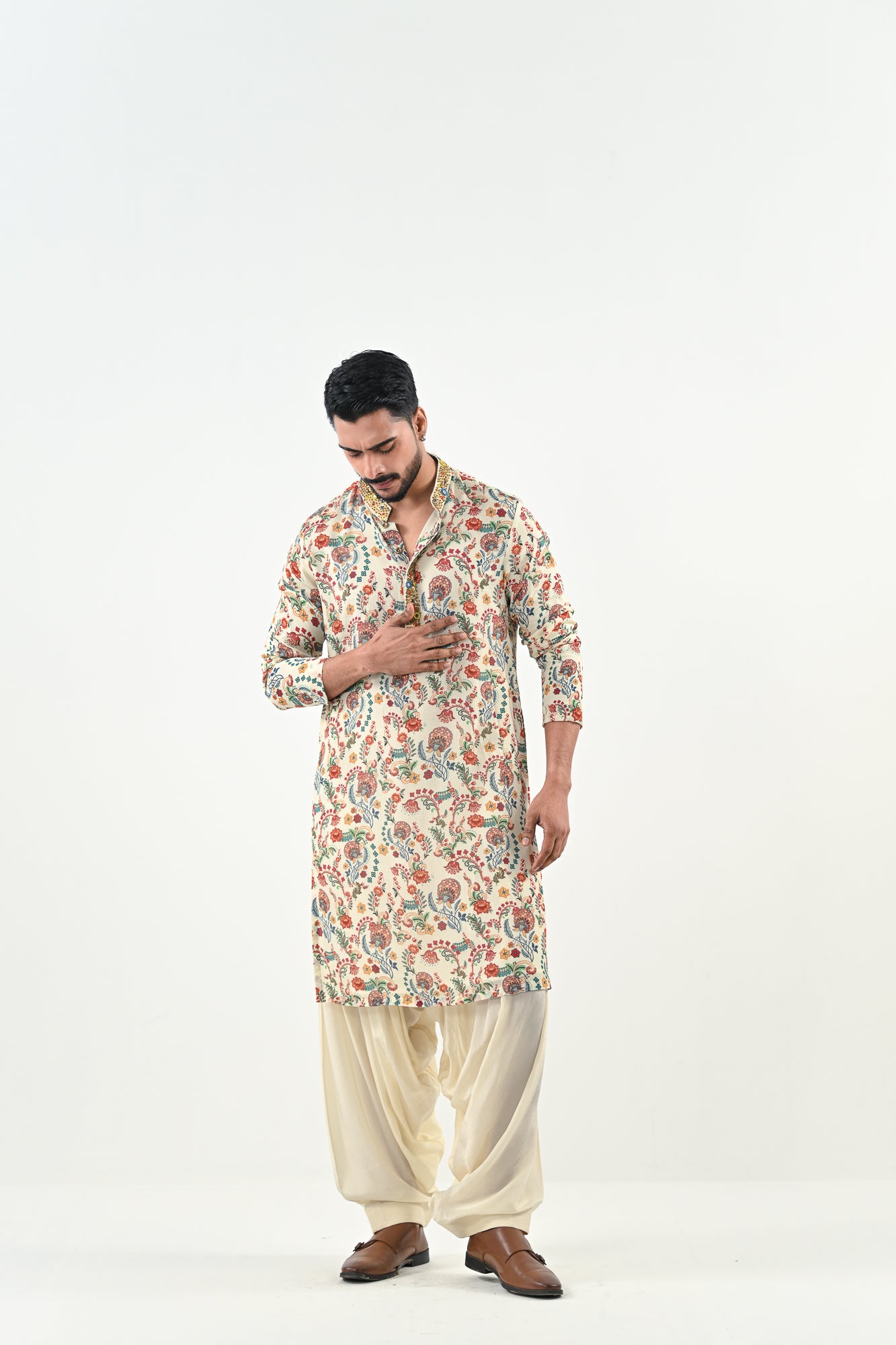 IB HIGHLIGHTED KURTA WITH COWL PANTS