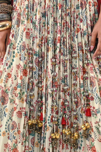 IB LEHENGA WITH EMBROIDERED TASSLE BLOUSE