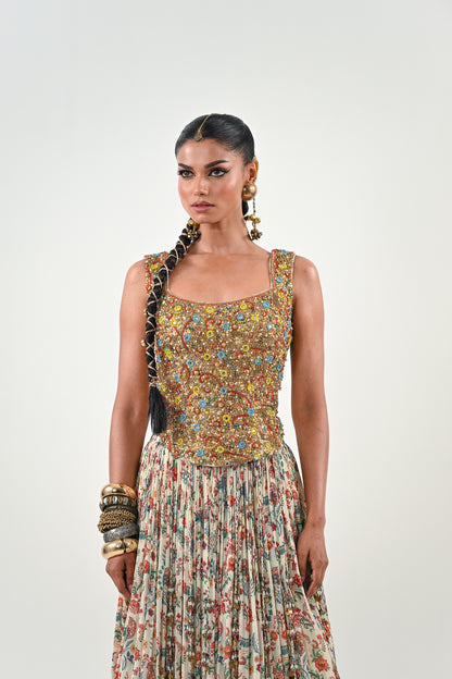 IB LEHENGA WITH EMBROIDERED TASSLE BLOUSE