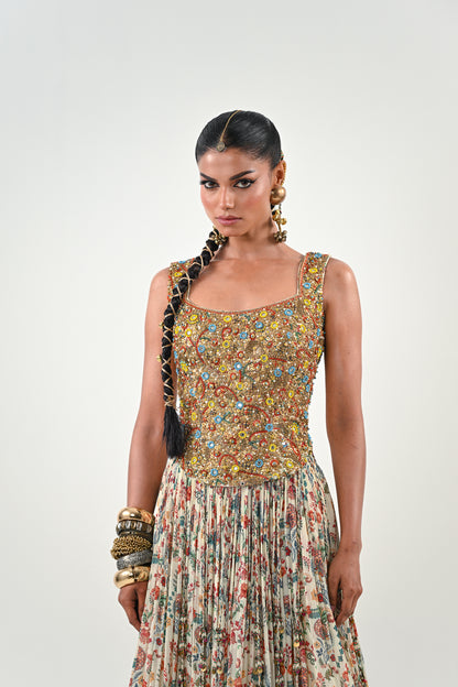 IB LEHENGA WITH EMBROIDERED TASSLE BLOUSE