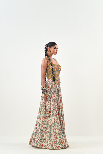 IB LEHENGA WITH EMBROIDERED TASSLE BLOUSE WITH DUPATTA