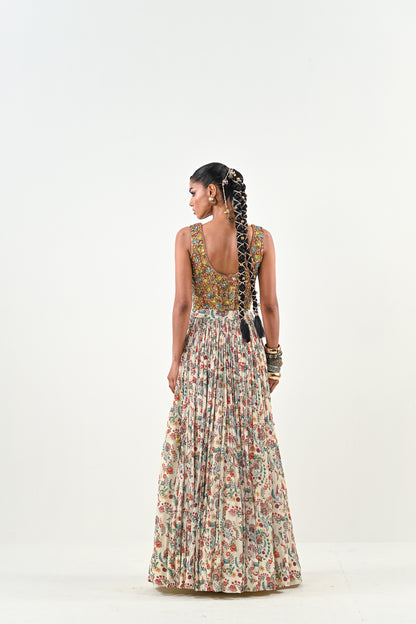 IB LEHENGA WITH EMBROIDERED TASSLE BLOUSE