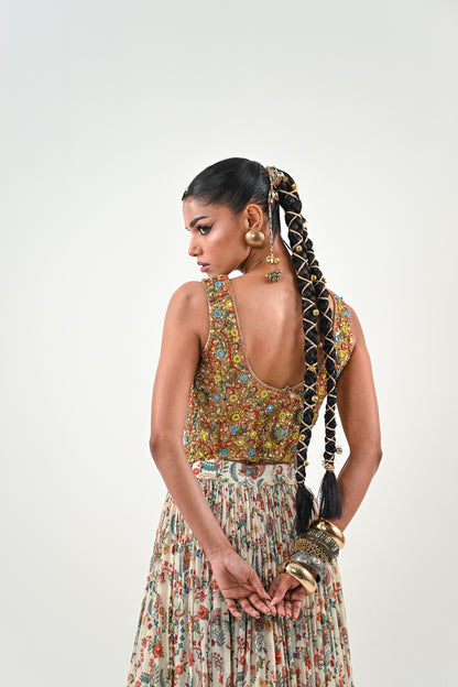 IB LEHENGA WITH EMBROIDERED TASSLE BLOUSE