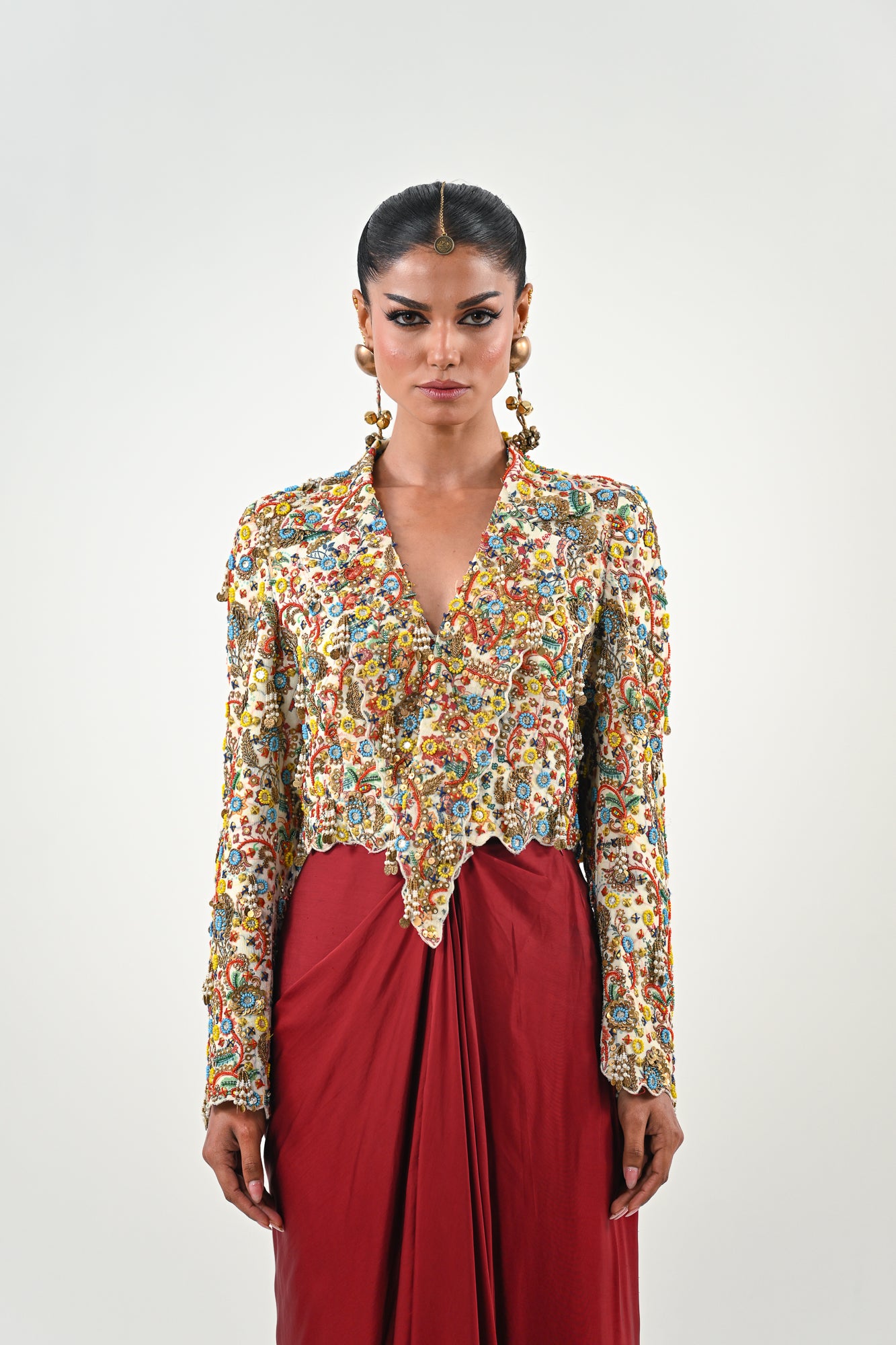 IB EMBROIDERED JACKET DHOTI SET