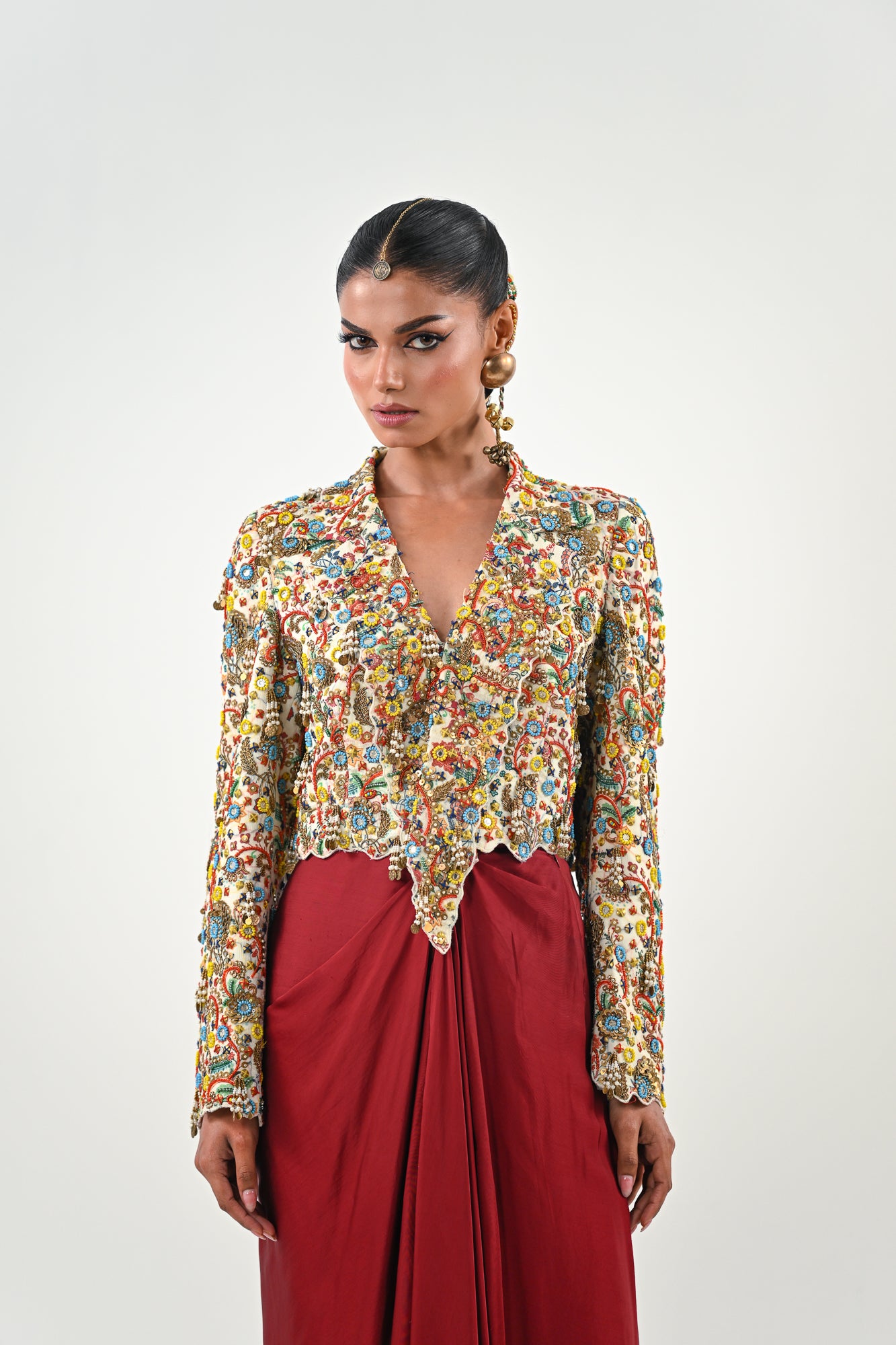 IB EMBROIDERED JACKET DHOTI SET