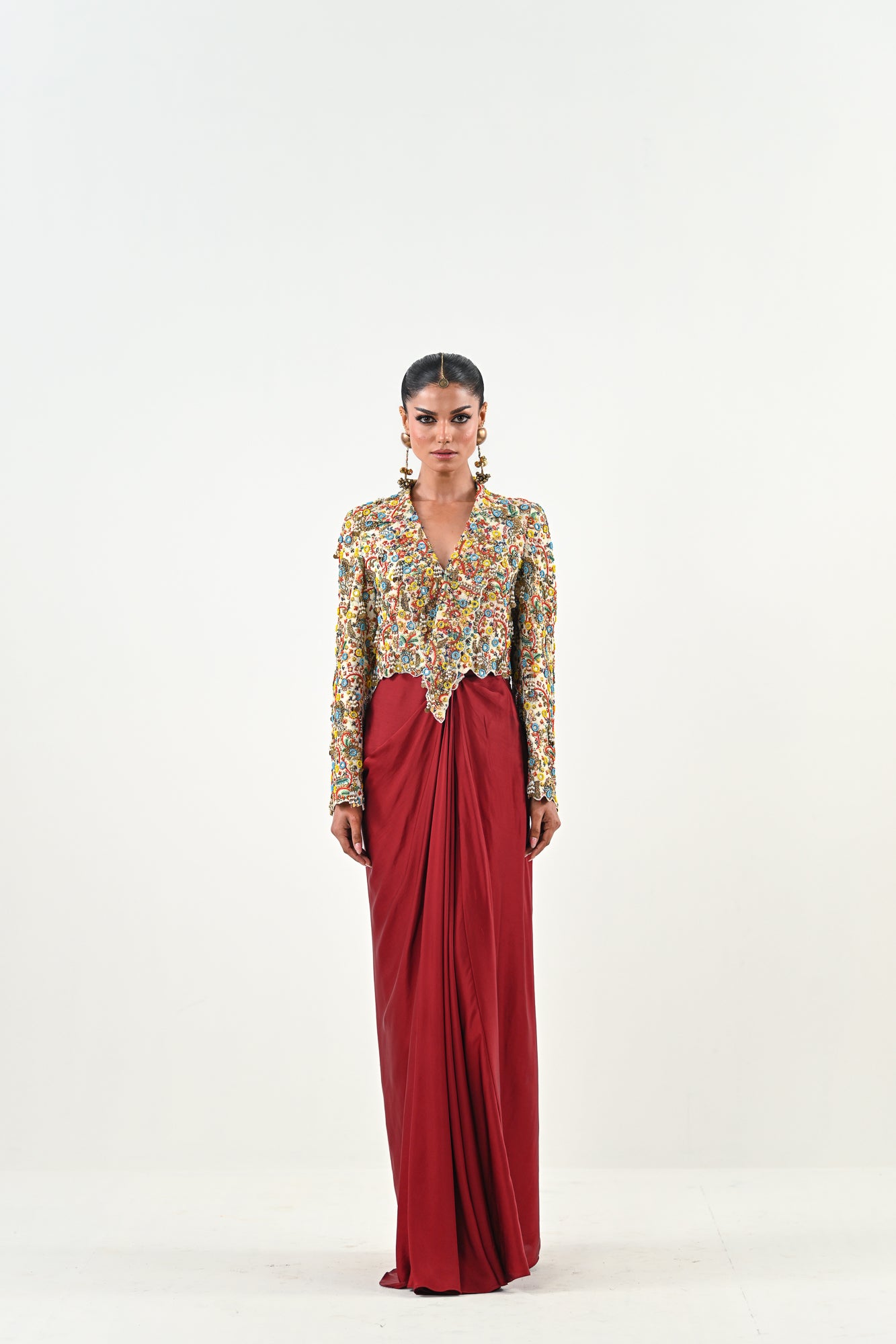 IB EMBROIDERED JACKET DHOTI SET