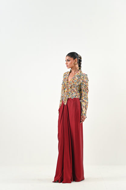 IB EMBROIDERED JACKET DHOTI SET