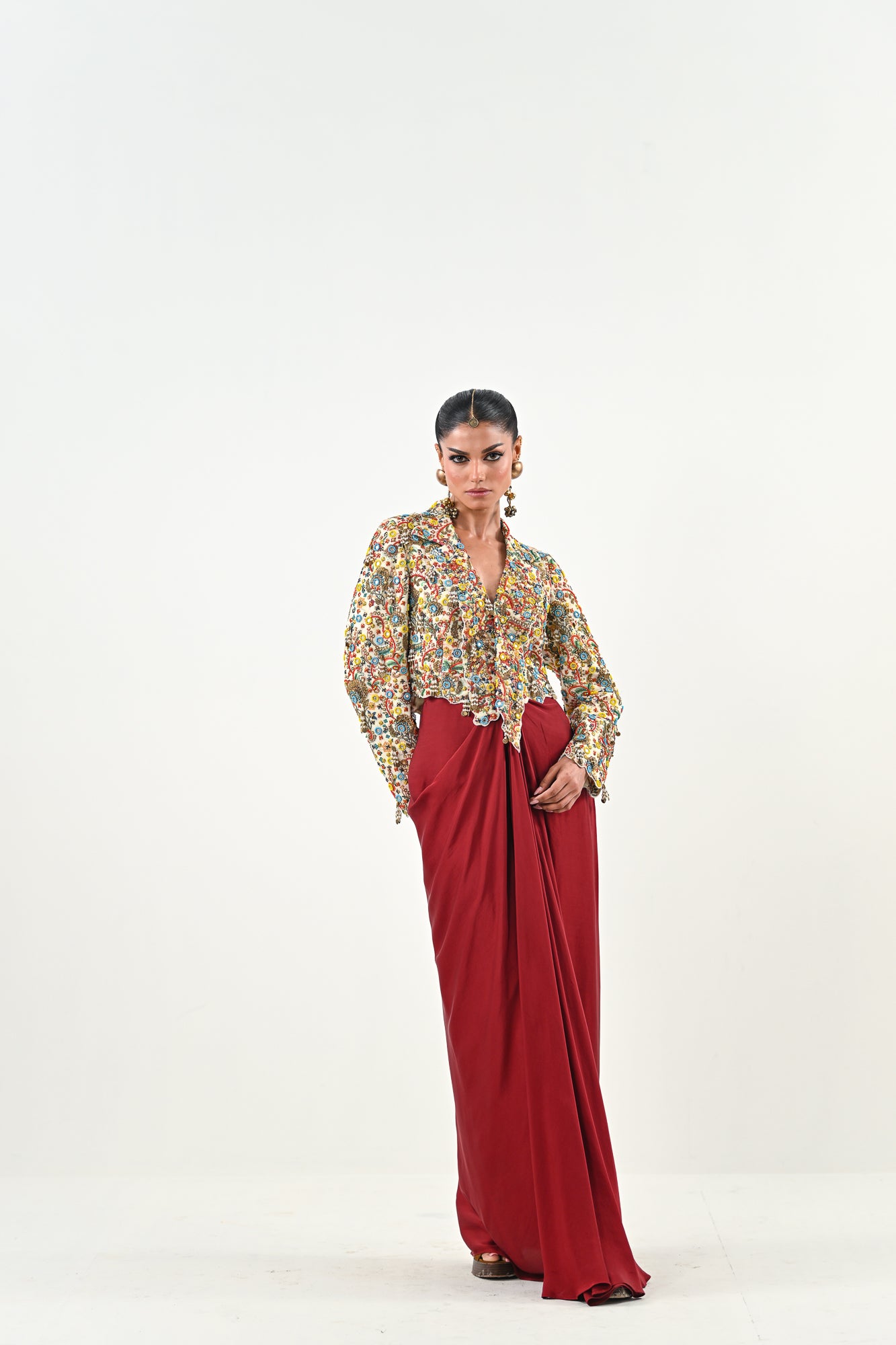 IB EMBROIDERED JACKET DHOTI SET