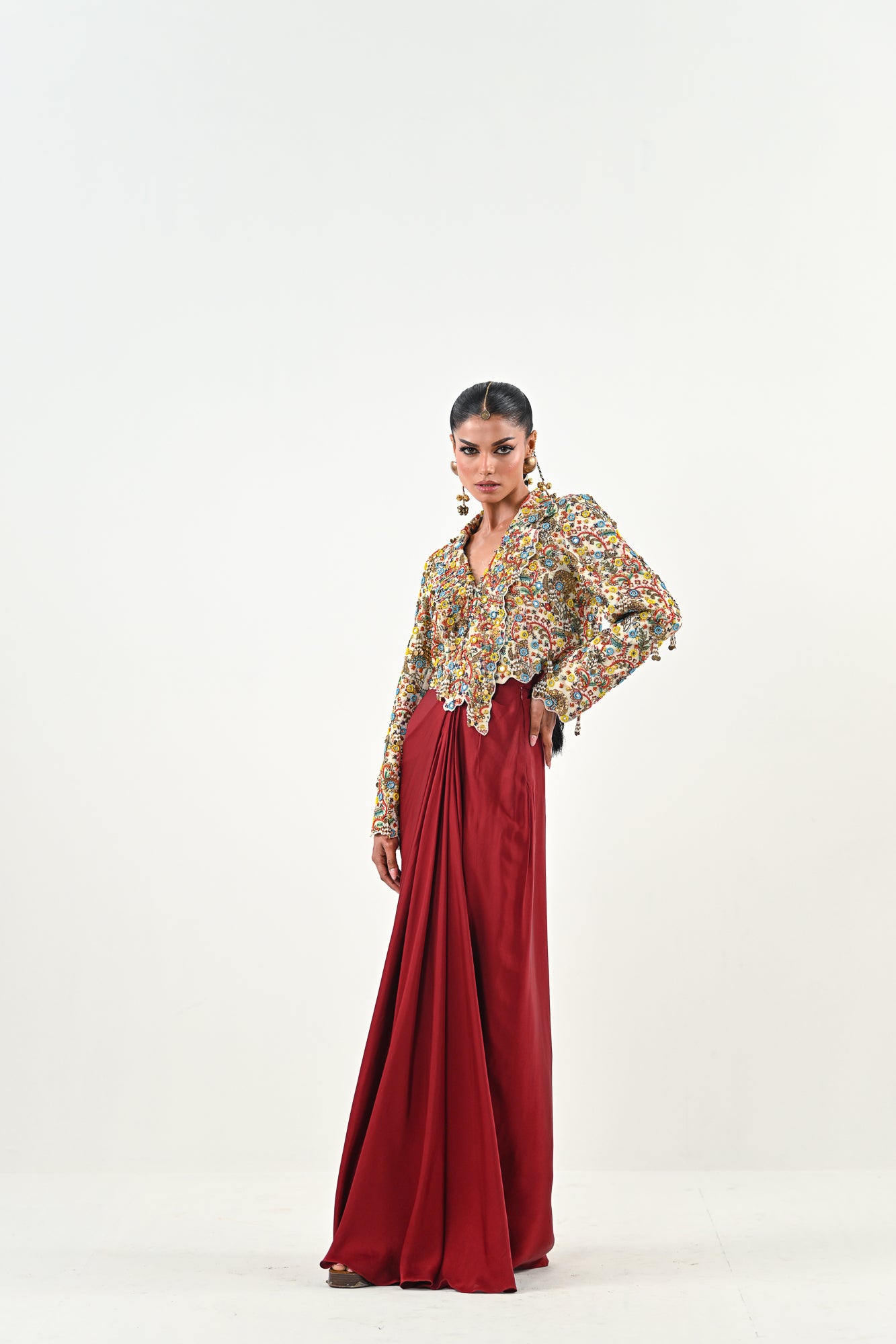 IB EMBROIDERED JACKET DHOTI SET