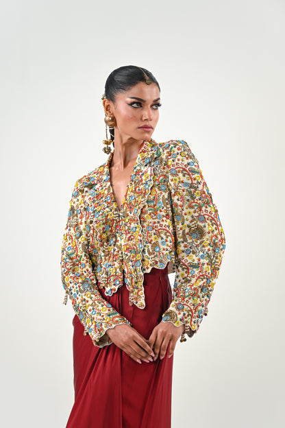 IB EMBROIDERED JACKET DHOTI SET