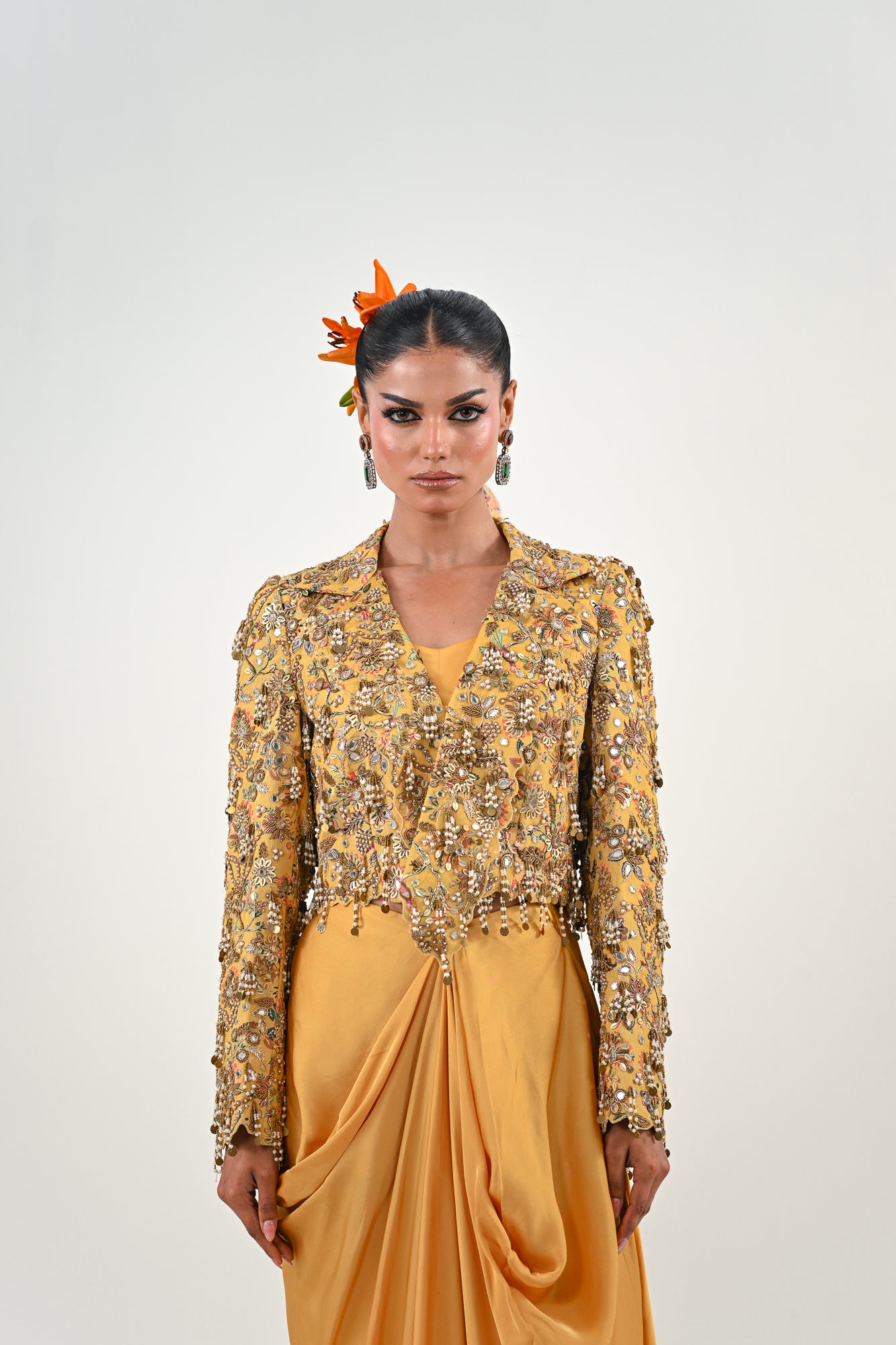 M EMBROIDERED JACKET DHOTI SET